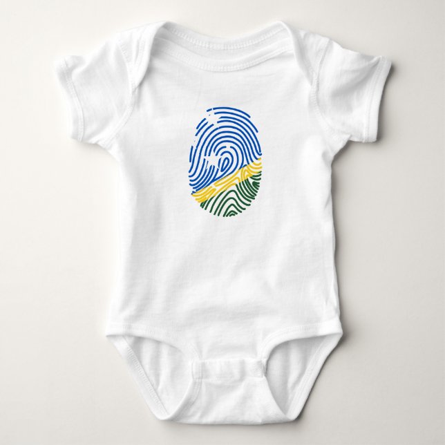 Solomon Islands Flag Fingerprint Baby Bodysuit (Front)