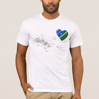 Solomon Islands Flag Heart and Map T-Shirt