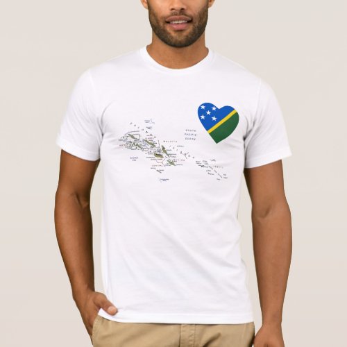 Solomon Islands Flag Heart and Map T_Shirt