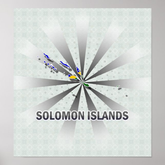 Solomon Islands Flag Map 2.0 Poster (Front)