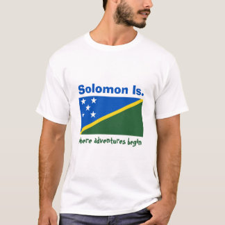 Solomon Islands Flag + Map + Text T-Shirt