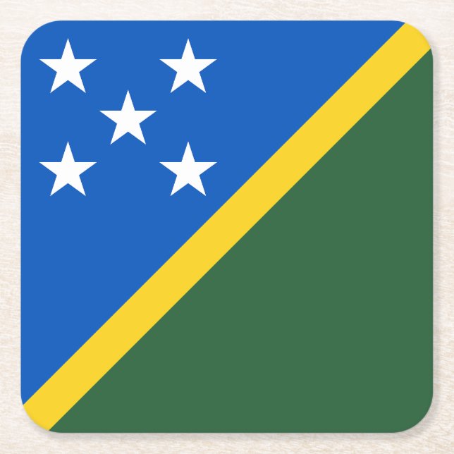 Solomon Islands Flag Square Paper Coaster (Front)