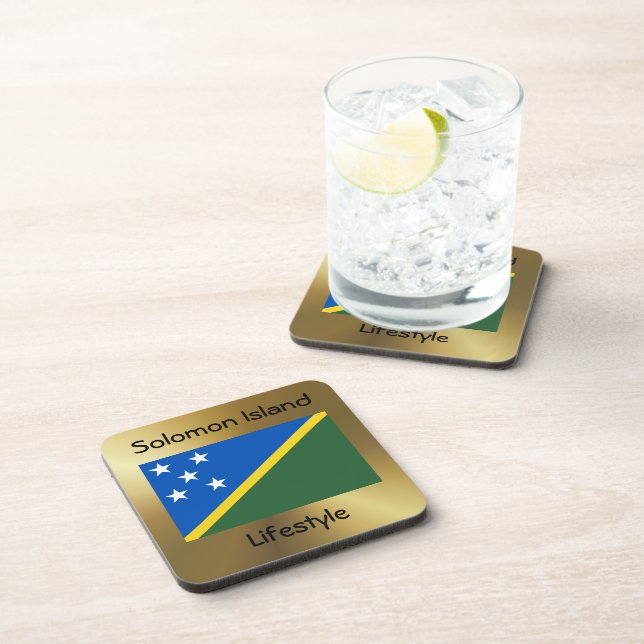 Solomon Islands Flag+Text Coaster (Right Side)