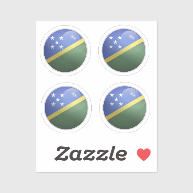 Solomon Islands Glossy Circle Flag Sticker (Sheet)