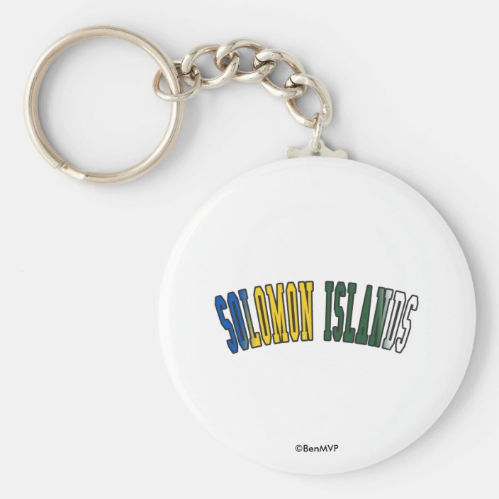 Solomon Islands in National Flag Colors Key Chain