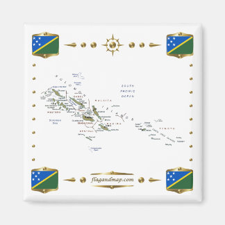 Solomon Islands Map + Flags Magnet
