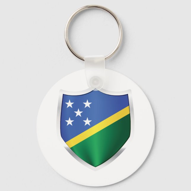 Solomon Islands Silver Shield Flag Keychain (Front)