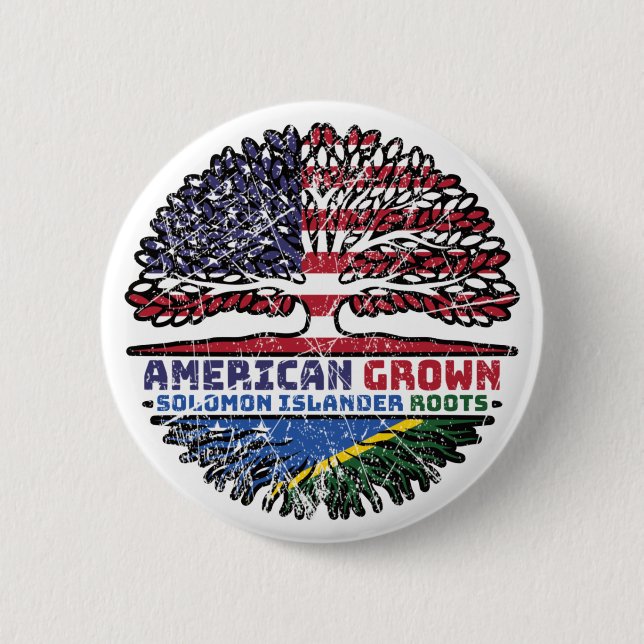 Solomon Islands Solomon Islander American USA Tree Button (Front)