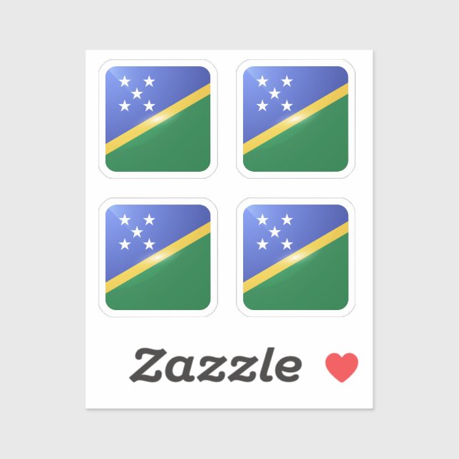 Solomon islands square glossy flag sticker (Sheet)