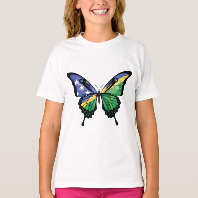 Solomon Islands Swallowtail Butterfly Flag T-Shirt (Front)