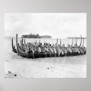 Solomon Islands War Canoe, 1922 Poster