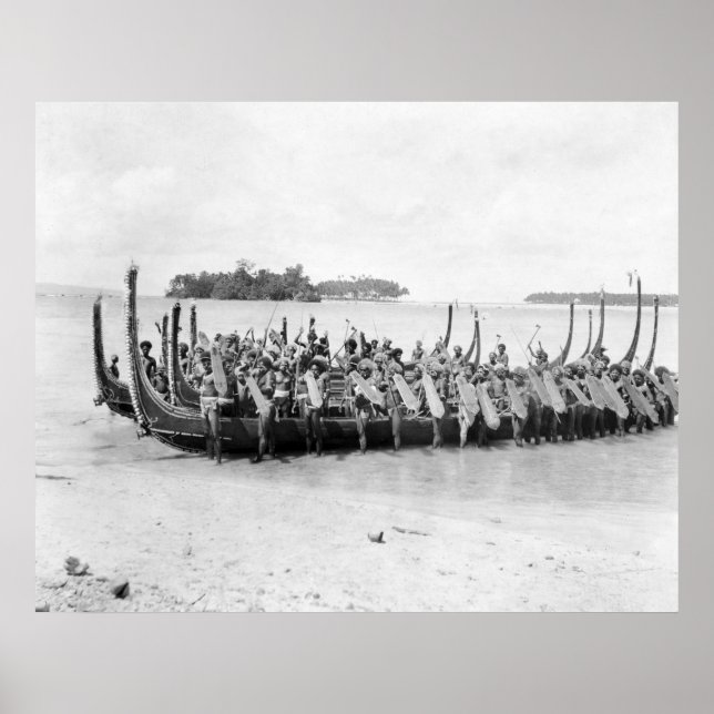 Solomon Islands War Canoe, 1922 Poster (Front)