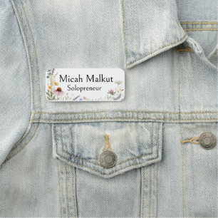 Solopreneur Label, Floral Wildflowers, Modern Art Name Tag