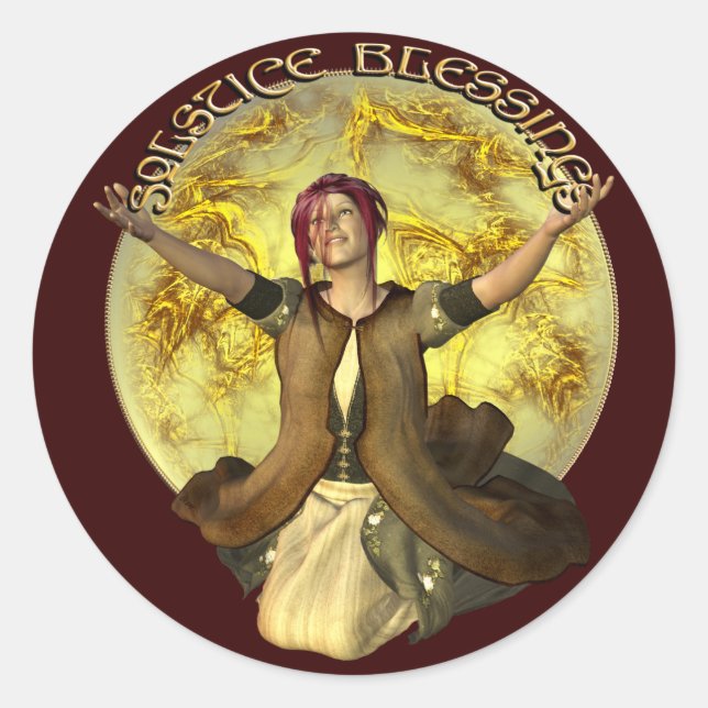 Solstice Blessings Classic Round Sticker (Front)