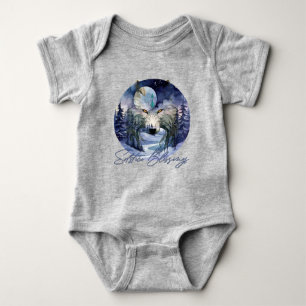 Solstice Blessings Winter Wolf Moonlight Woods Baby Bodysuit