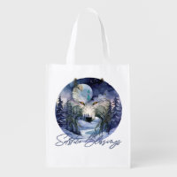 Solstice Blessings Winter Wolf Moonlight Woods