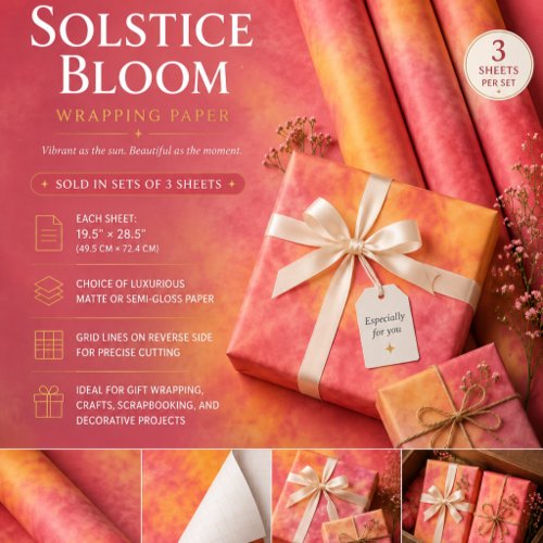 Solstice Bloom Wrapping Paper Sheets
