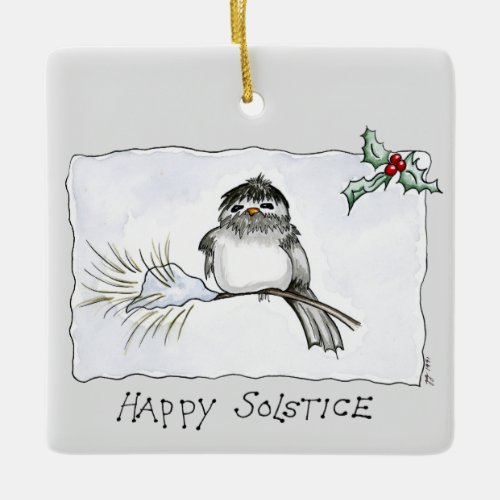 Solstice Chickadee Ceramic Ornament