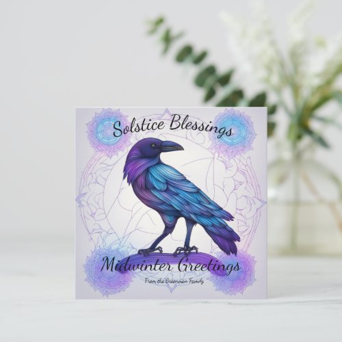 Solstice Crow Serenade Personalized Midwinter Flat Card
