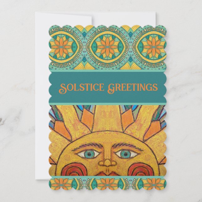 Solstice Greetings Sun Mandala Greeting Card (Front)