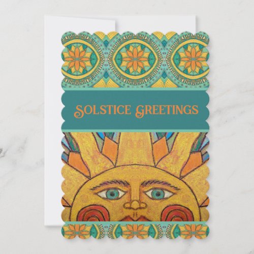 Solstice Greetings Sun Mandala Greeting Card