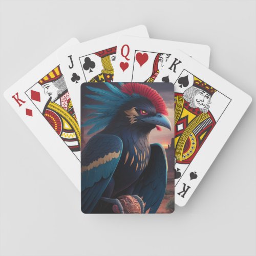 Solstice GuardianAztecorvus in the Desert Sunset Playing Cards