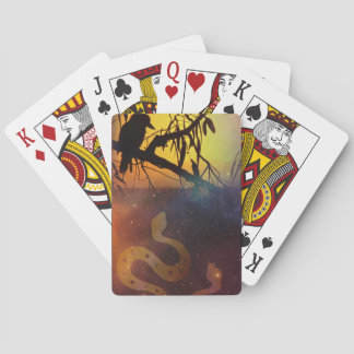Solstice Kookaburra Silhouette Celestial Snake Poker Cards
