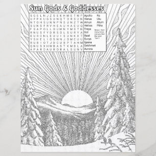 Solstice Scene Wicca Word Search & Coloring Sheet