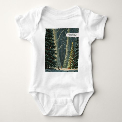 Solstice Spruce Personalized Christmas  Baby Bodysuit