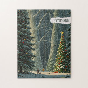Solstice Spruce Personalized Christmas Jigsaw Puzzle