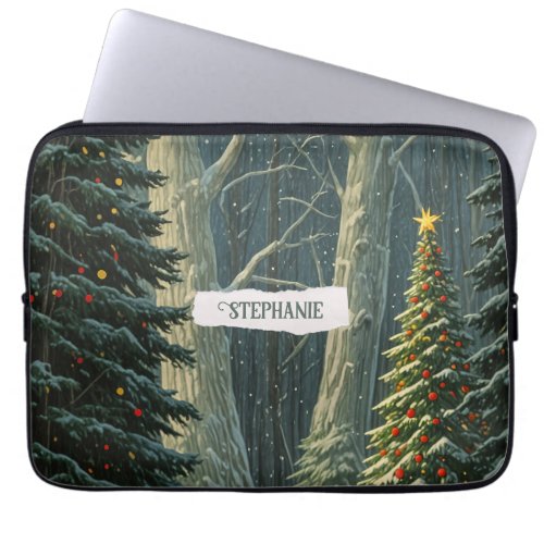 Solstice Spruce Personalized Christmas  Laptop Sleeve