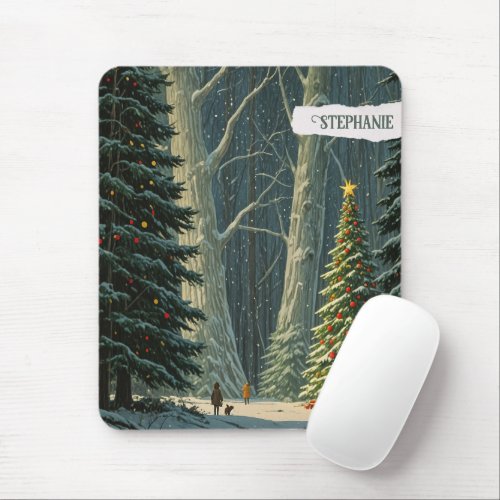 Solstice Spruce Personalized Christmas  Mouse Pad