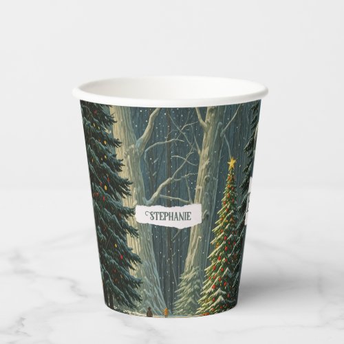 Solstice Spruce Personalized Christmas  Paper Cups