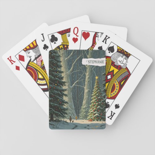 Solstice Spruce Personalized Christmas  Poker Cards