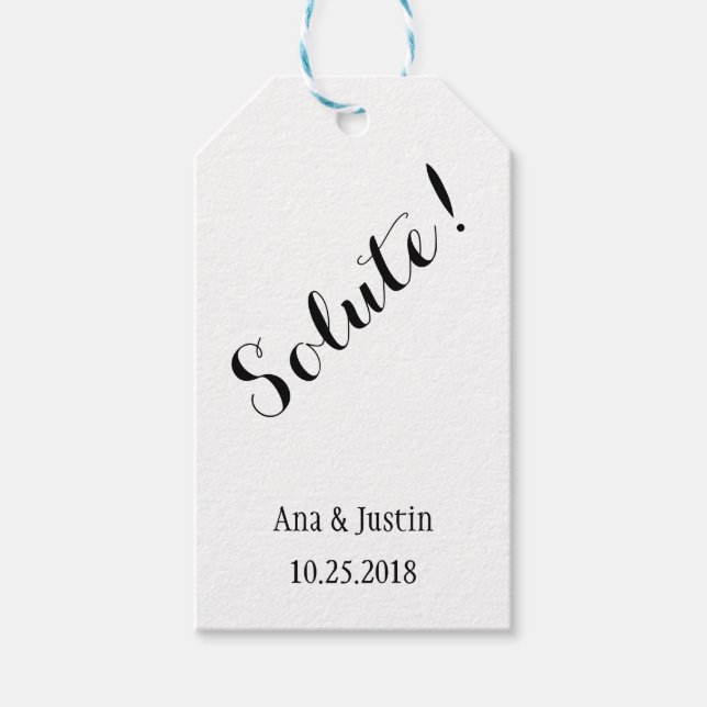 Solute Personalized Wedding Gift Tags (Front)