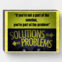 Solutions > < Problems Wood Box Sign