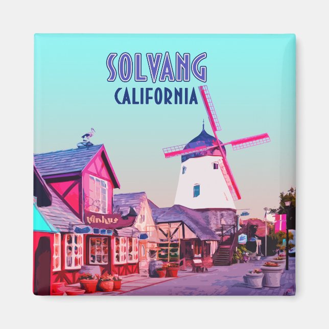 Solvang Danish Downtown California Vintage Magnet (Front)