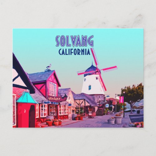 Solvang Danish Downtown California Vintage Postcard