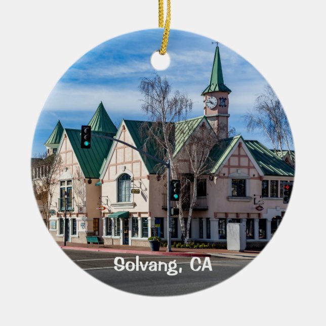 Solvang, Danish Village in Southern California Ceramic Ornament (Front)