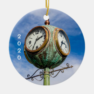 Solvang, Street Corner Clock and Windpump Ceramic Ornament