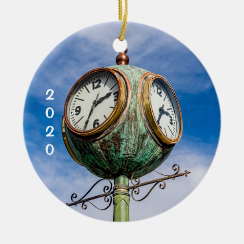 Solvang Street Corner Clock and Windpump Ceramic Ornament