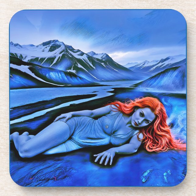 “Sólvátra”  - Flame Beneath Ice Beverage Coaster (Front)