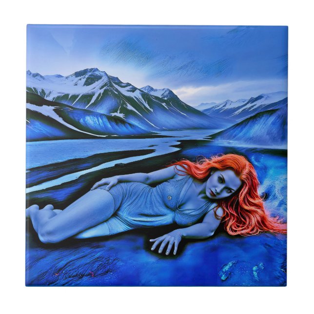 “Sólvátra”  - Flame Beneath Ice Ceramic Tile (Front)