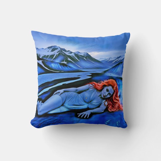 “Sólvátra”  - Flame Beneath Ice Throw Pillow (Front)