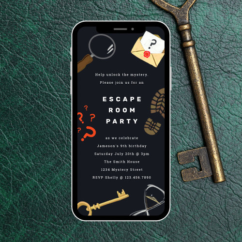 Solve the Mystery Escape Room Party Invitation