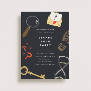 Solve the Mystery Escape Room Party Invitation