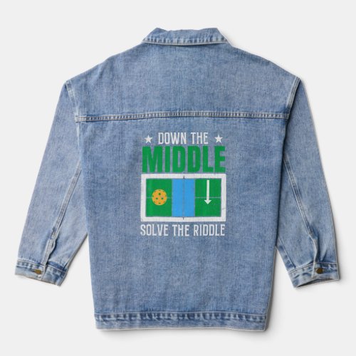 Solve The Riddle  Pickleball Player Paddle Graphic Denim Jacket