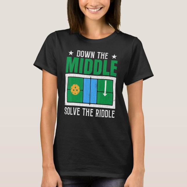Solve The Riddle  Pickleball Player Paddle Graphic T-Shirt (Front)