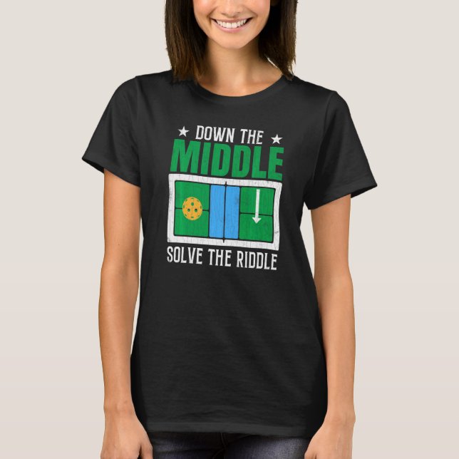 Solve The Riddle  Pickleball Player Paddle Graphic T-Shirt (Front)