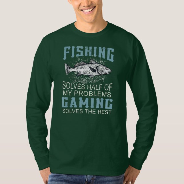 Solves Half Of My Problems Fishing Gamer Fish T-Shirt (Front)